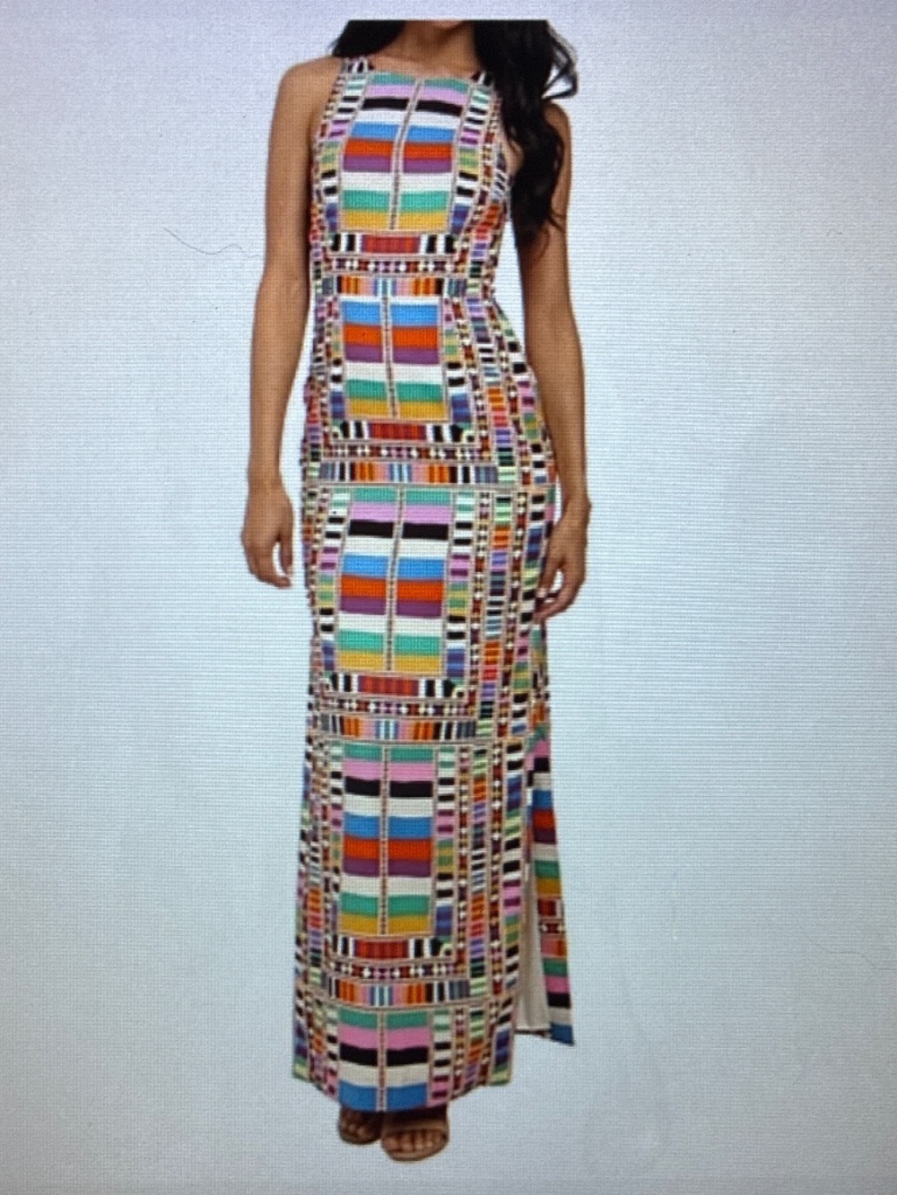 Mara Hoffman Geometric Multi Color Striped Rainbow Maxi